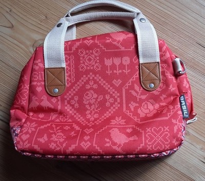Basil Damen Fahrradschultertasche Bohème, Vintage Red & Halterung