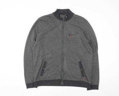 Ted Baker Herren Pullover Grau Full Zip Größe XL Baumwollmischung