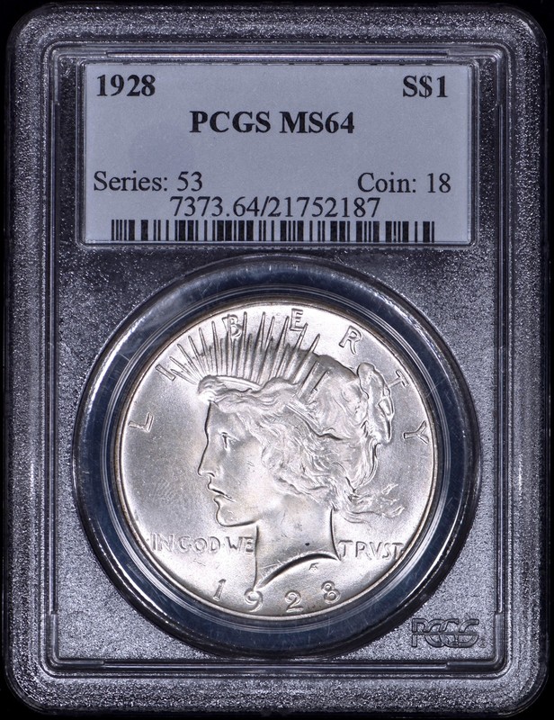 1928 Peace Silver Dollar $1 PCGS MS64 - Nice Coin!