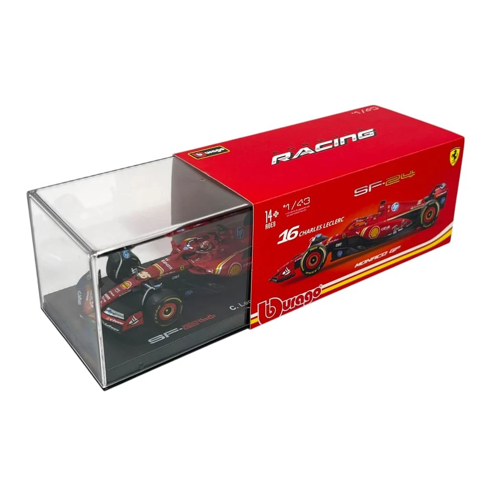 BBURAGO FERRARI SF-24 #16 C. LECLERC MONACO GP WINNER  CON VETRINETTA - 1:43 - Immagine 3 di 4