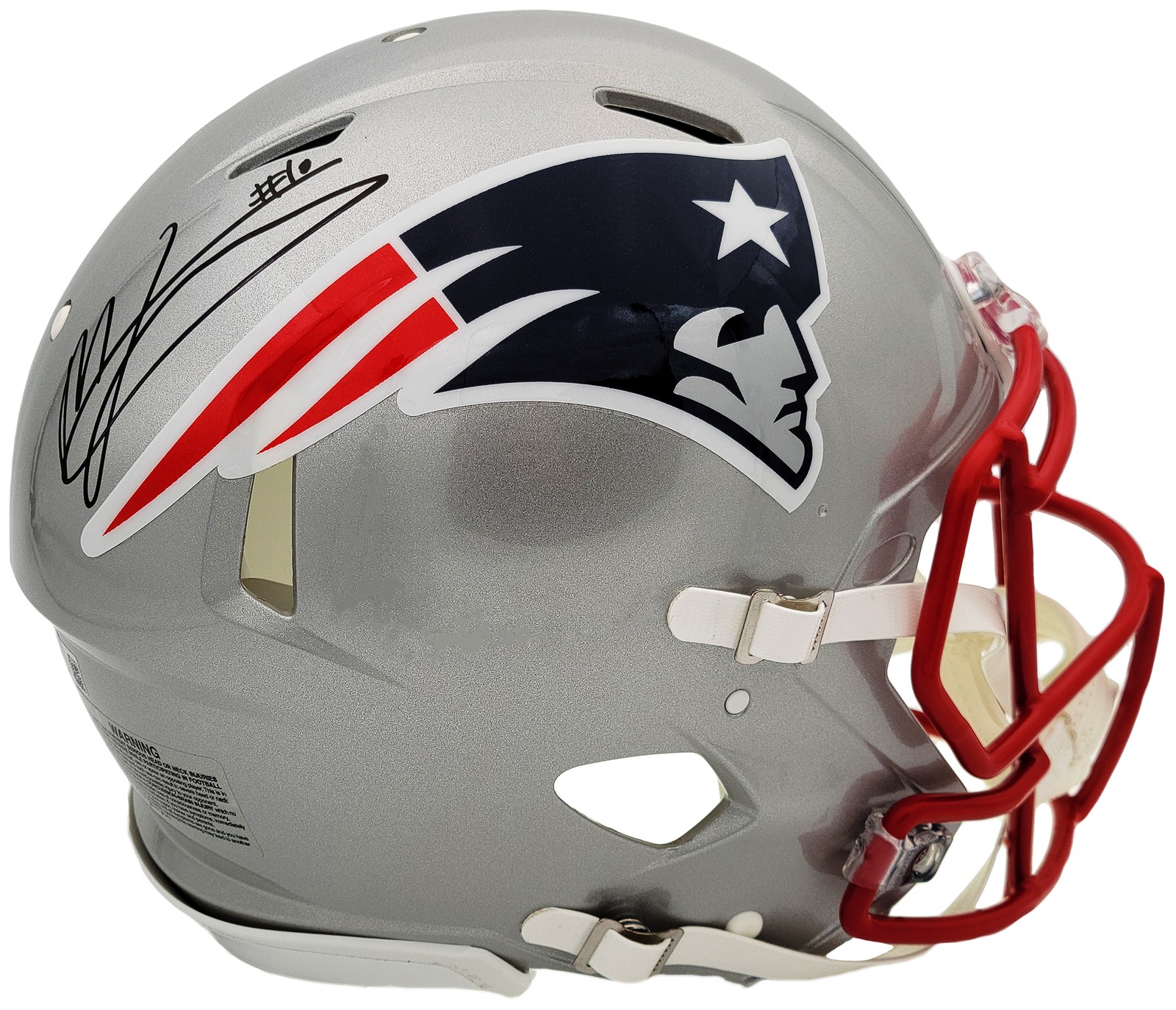 Mac Jones Signed Patriots Silver Full Size Authentic Speed Helmet Beckett