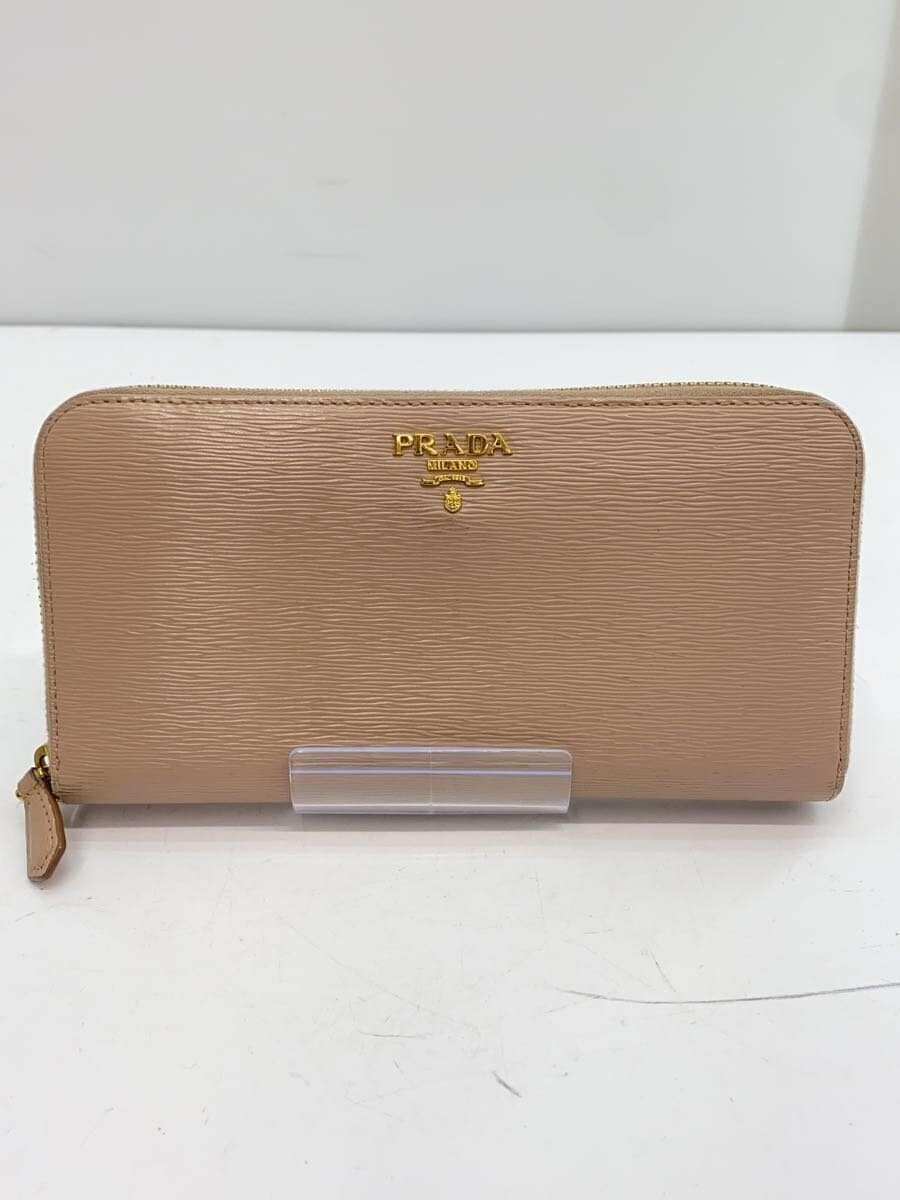 PRADA Long Wallet Leather Pink Plain Women's