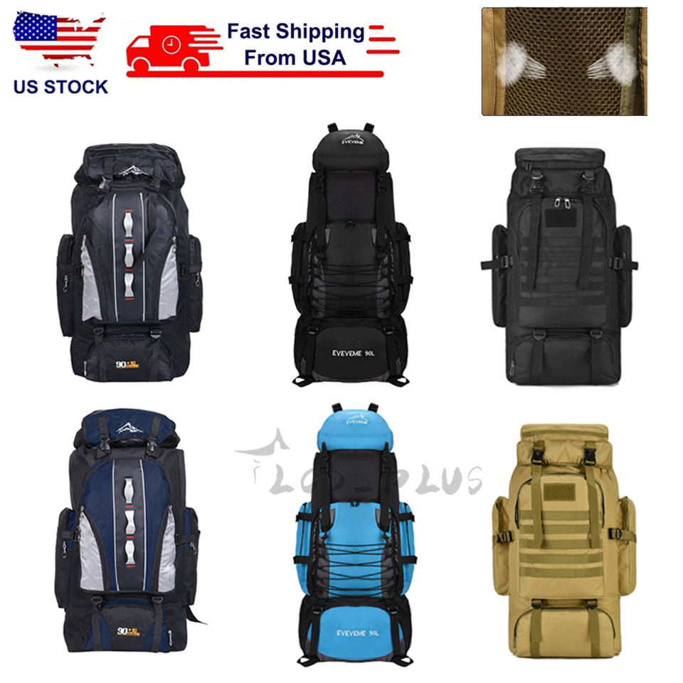 80L-100L Outdoor Hiking Military Tactical Backpack Rucksack Camping Trekking Bag