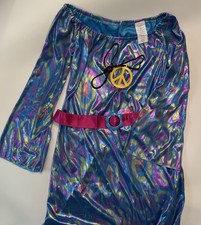Halloween 70's Hologram Groovy Dress with Belt Necklace Women size Medium