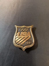 Vintage 1980 USA Olympics Belt Buckle Bergamot Brass Works Cold War Era NICE