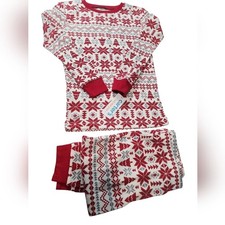 Carter's Christmas Pattern Red and White Girls Pajama Set. Size 8