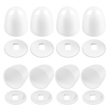 8packs Universal Toilet Bolt Caps, Round Plastic Push-On 1.44 inches, White 