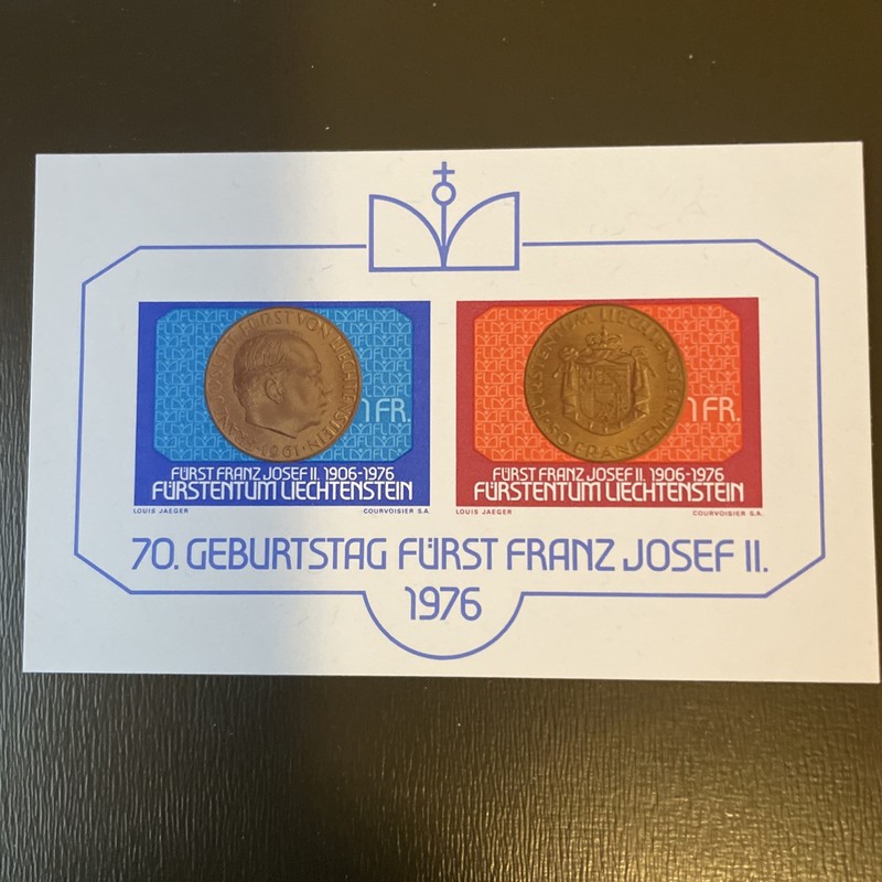 Liechtenstein Stamps 1976 Franz Josef Souvenir Sheet Scott 590 MNH 