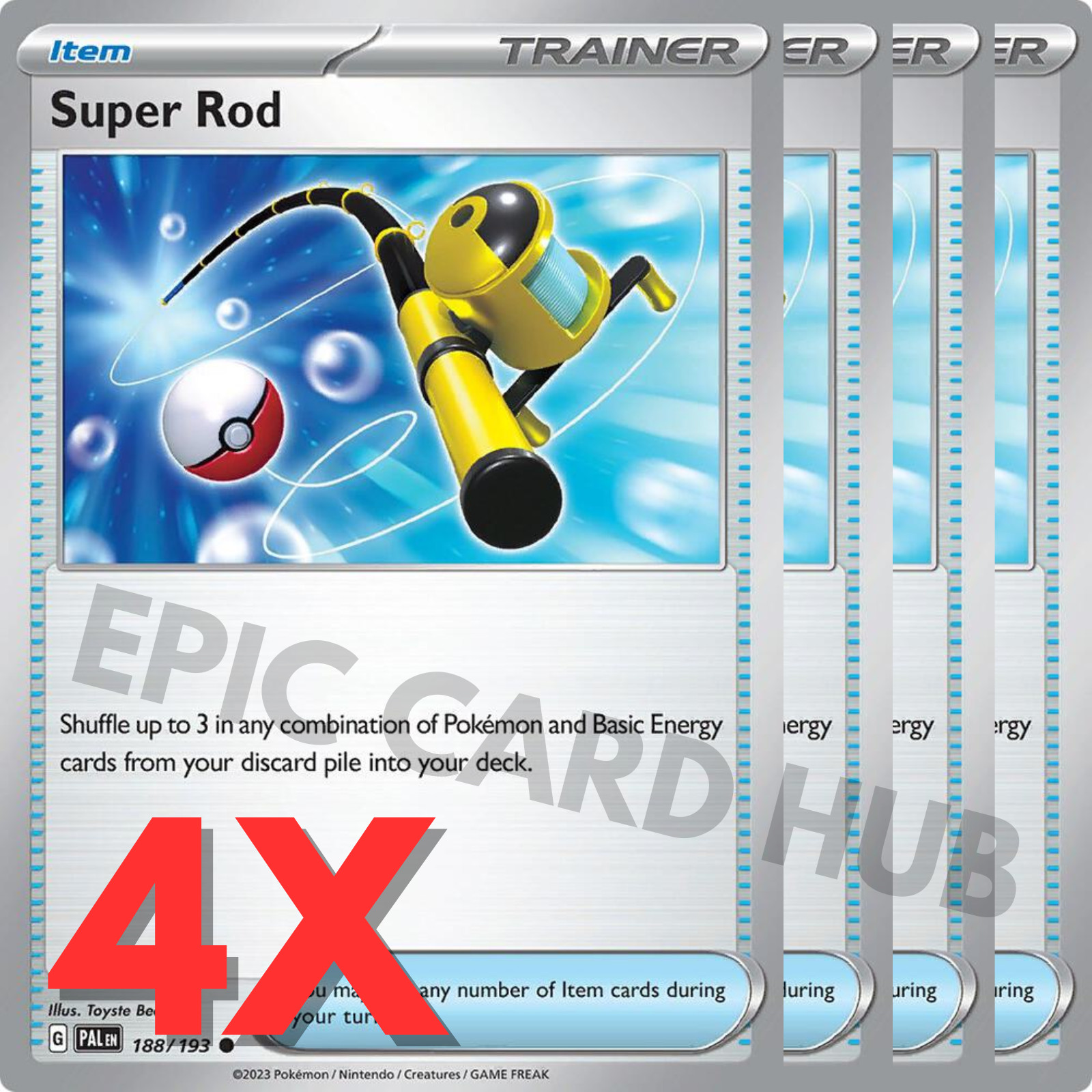 4x Super Rod x4 - SV02: Paldea Evolved - Uncommon - Pokemon TCG Playset