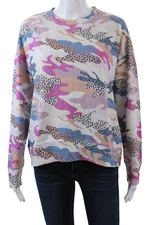 Sundry Womens Animal Print Crew Neck Pullover Sweatshirt Top Pink Size 1