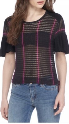 Free People Babes Only Striped Open Knit Sweater Tee Size S Z196-12