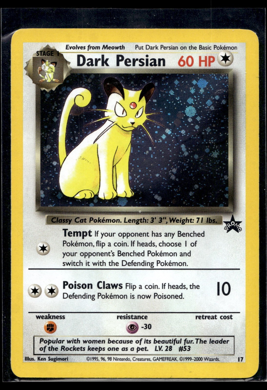 Dark Persian 17/53 Pokemon Wotc Promo Holo