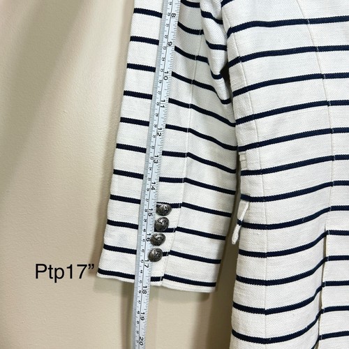 Smythe Les Vestes Linen Blend Single Button Blazer Striped 3/4 Sleeve Sz 2 - Picture 9 of 11