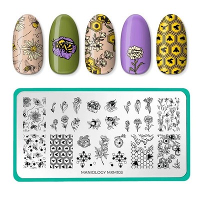 NEW Maniology MXM103 MXM104 Bees & Blooms Nail Stamping Plates