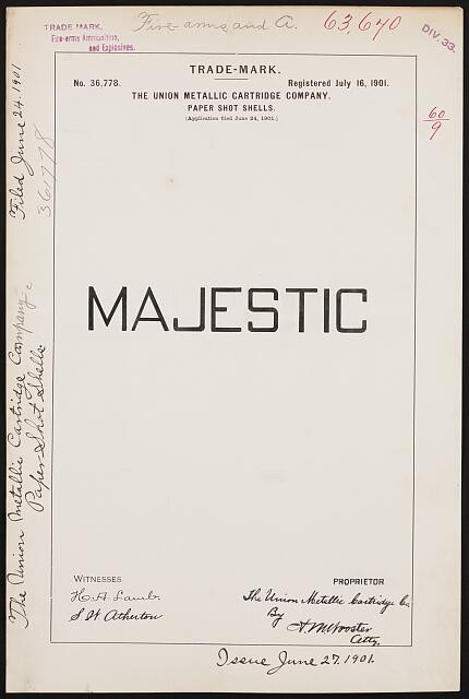 [ The Union Metallic Cartridge Company for Majestic brand Paper Shot Shells]