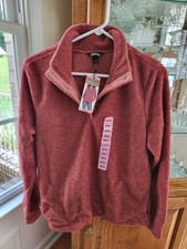 Eddie Bauer Womens Fleece Pullover Sweater Rust Small Cozy Soft MSRP 74.99 NWT