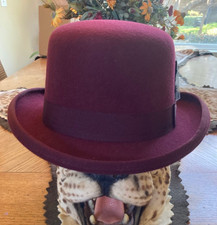 SCALA MENS BURGUNDY WOOL DERBY HAT 1 XL NEW BOWLER BLUES JAZZ FASHION PIMP