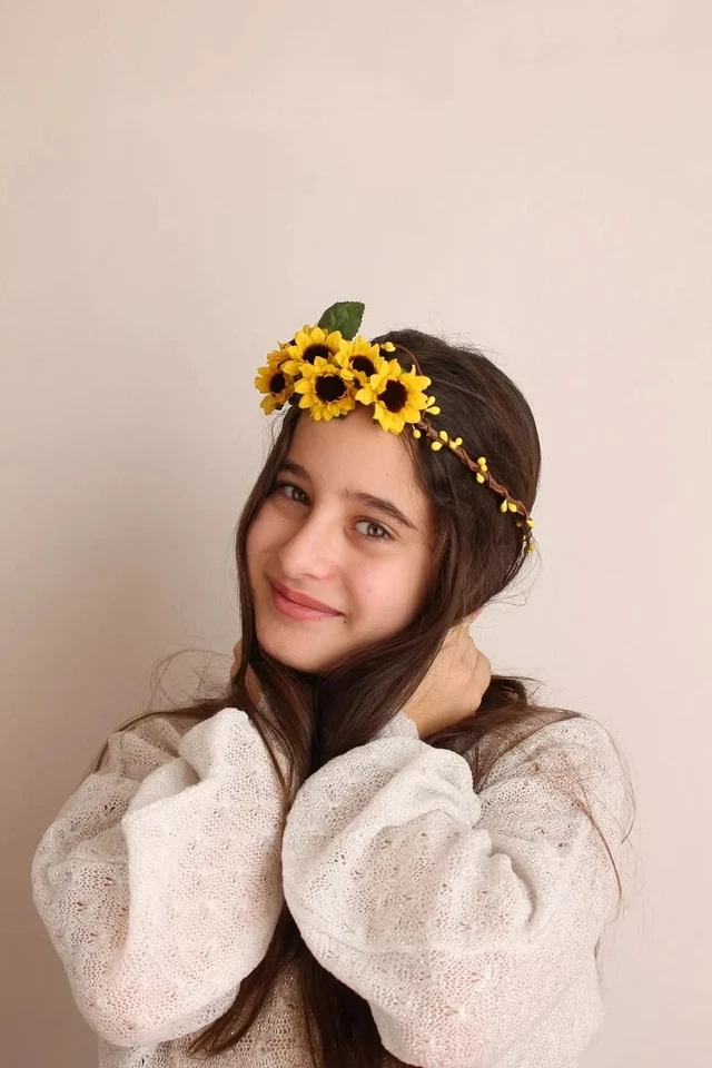 Sonnenblumen Kranz, Boho Braut Haarkranz, Rustikale Herbst Hochzeit Haarband - Bild 2 von 4