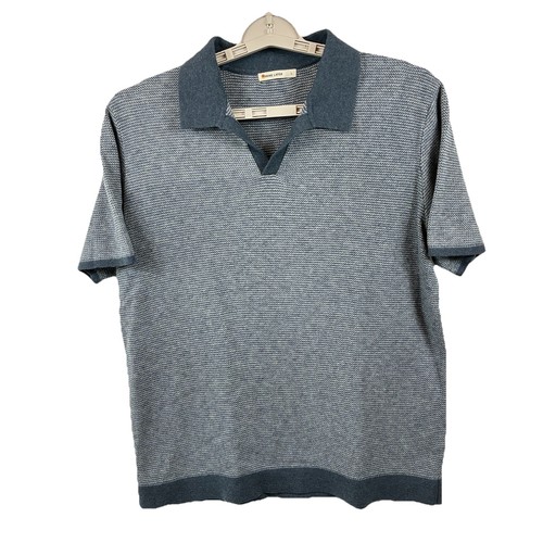 Marine Layer Johnny Collar Knit Polo Sweater Men Large Short Sleeve Cotton Blend - Picture 2 of 10