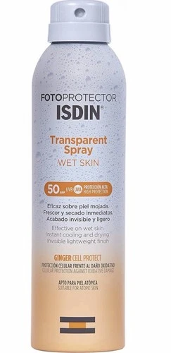 ISDIN Fotoprotector Transparent Spray SPF 50 Body Sunscreen Wet Skin 250ml