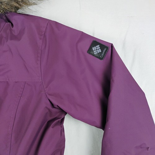 Columbia Parka Jacket Womens Medium Purple Full Zip Faux Fur Hooded Puffer Coat - Picture 4 of 17