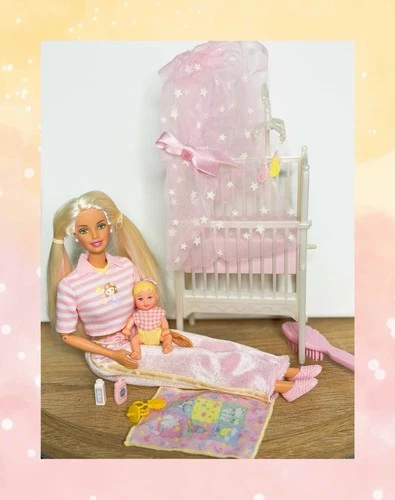 Barbie & Krissy Bedtime Baby Doll With Crib & Accessories 2000 VTG #28516