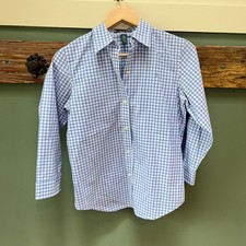 Lauren Ralph Lauren Blue White Gingham Cotton Button Down Shirt Womens Small S/P