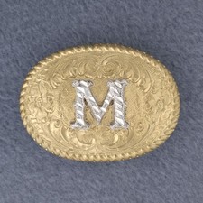 Crumrine Bronze Kids Western Belt Buckle Vintage El Arturo Letter M