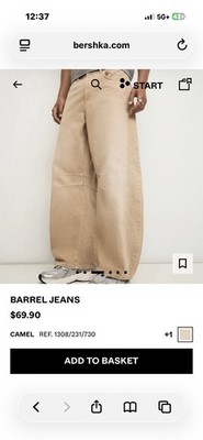 Bershka baggy barrel jean size 34 us
