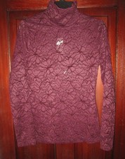 Casa Blanca Mercado Negro WHBM Nueva S Top Camisa Blusa Encaje Cuello Alto Púrpura Ciruela