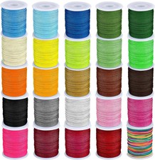 AUEAR, 25 Rolls Nylon Beading String Chinese Knotting Cord 25 Pack, 25 Colors