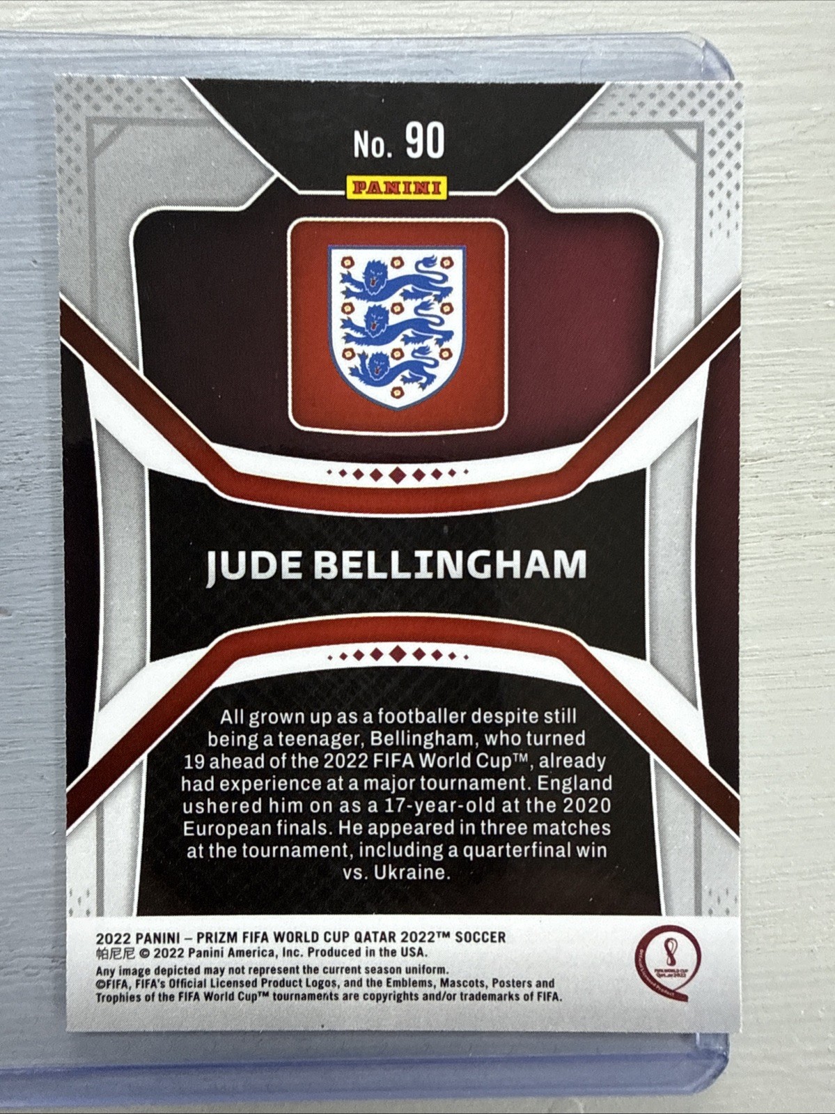 2022 Panini Prizm FIFA World Cup Qatar #90 Jude Bellingham England view 2