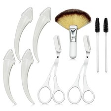 9Pcs Eyebrow Trimmer Kit,Eyebrow Scissors with Comb,Brow Shaping Tool White