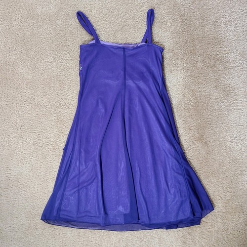 Vintage y2k micro mesh whimsy~goth asymmetrical dress size XL Purple Beaded - Picture 7 of 9