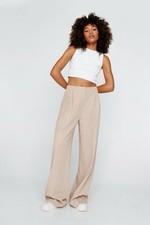 Nasty Gal Pleated Front Wide Leg Tailored Trousers