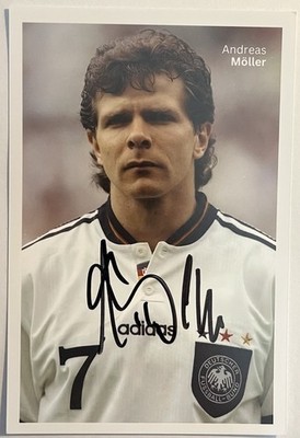   Andreas Möller ORIGINAL Autogramm Deutschland S04 BVB Foto Handsigniert