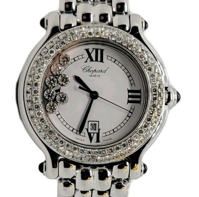 $17,400 Chopard Happy Sport 7 Floating Diamond w/ 2-Row Diamond Bezel 32mm Watch