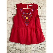 Time and Tru Top Medium Red Embroidered Peplu...
