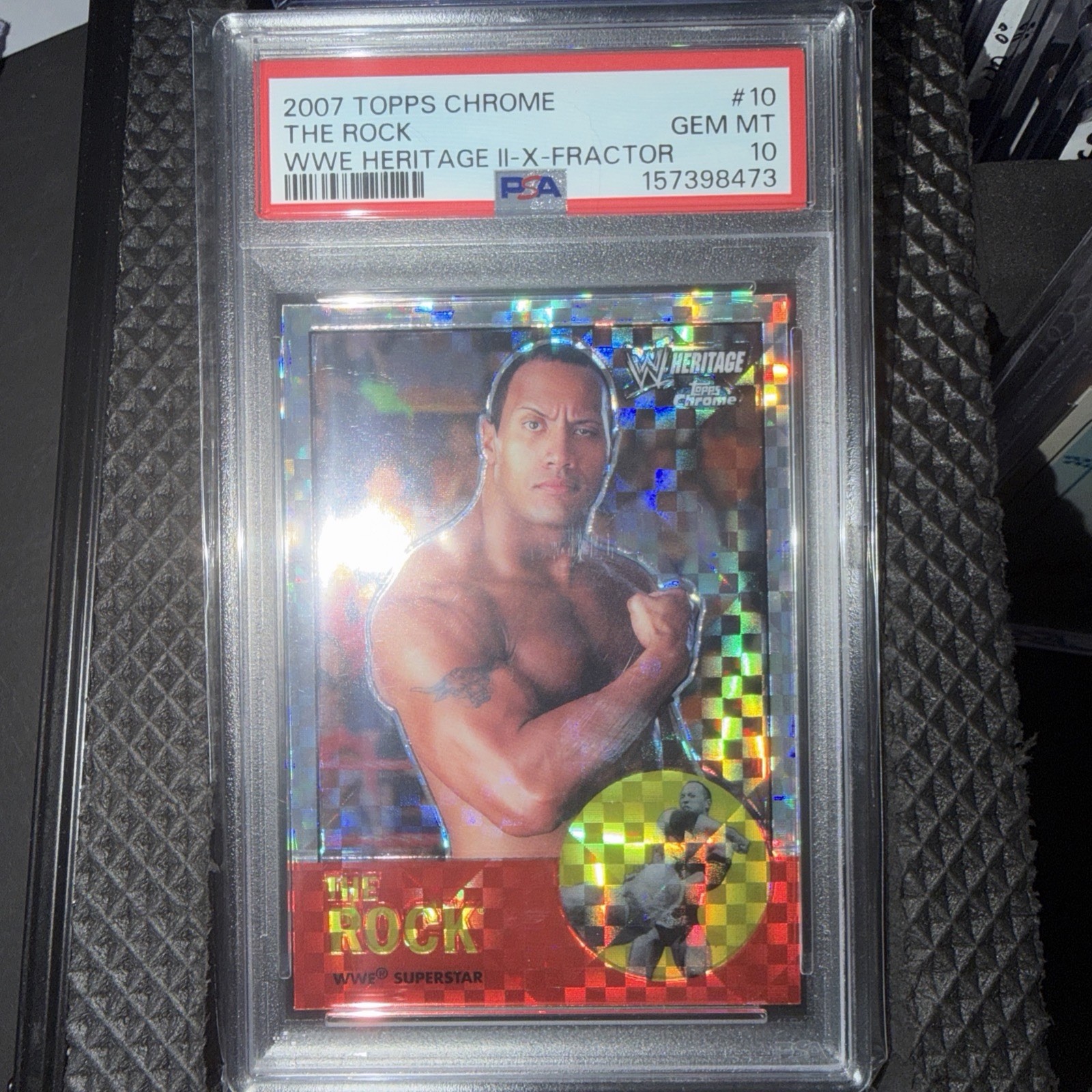 2007 Topps Heritage WWE Chrome Heritage II the Rock PSA 10