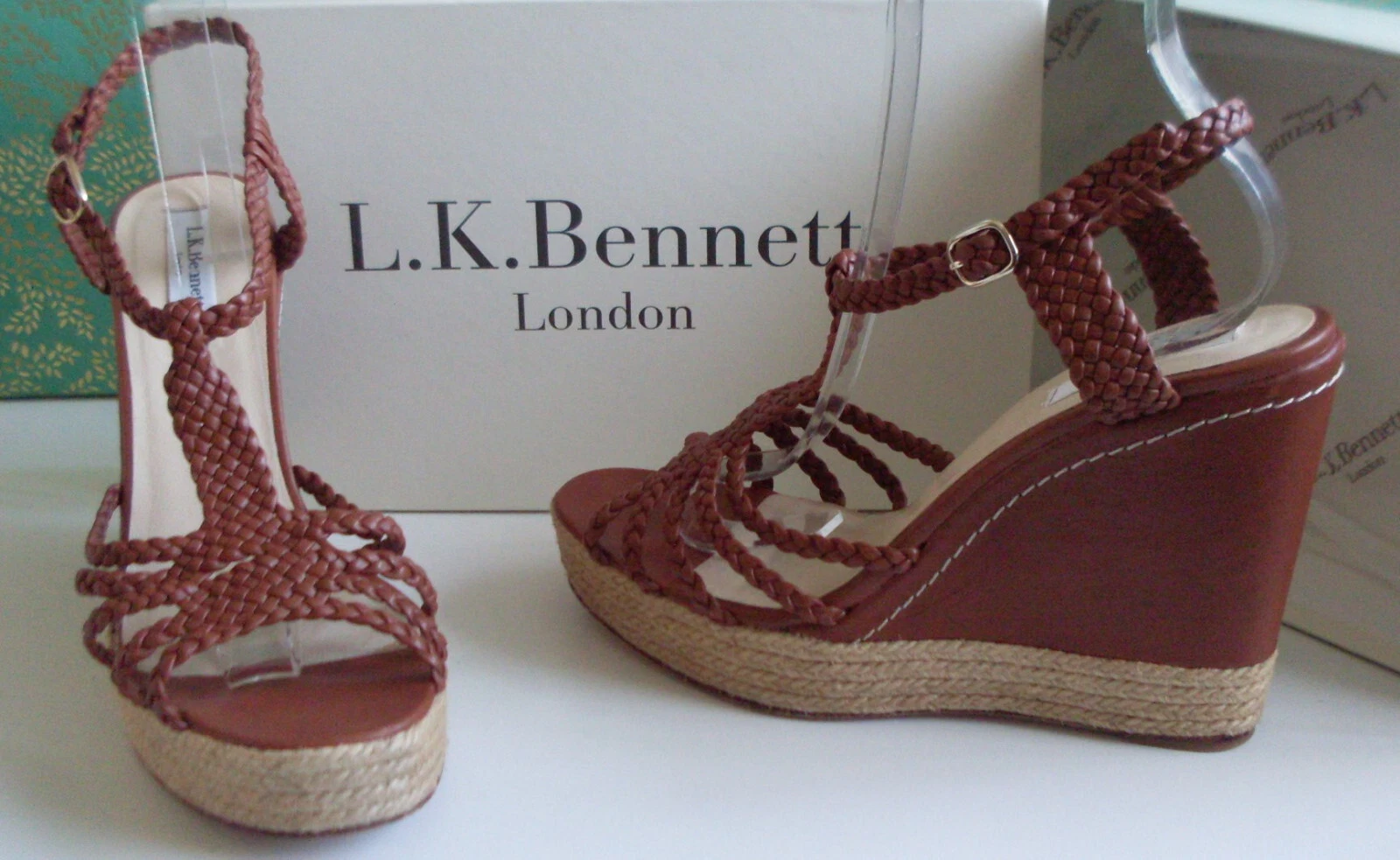 LK Bennett London Brown Wedge Platform Heels Sandals Size EU 41 UK 8 US 10.5