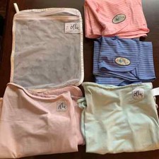 4 Ollie world swaddle blankets lot bundle lavender pink blue green striped