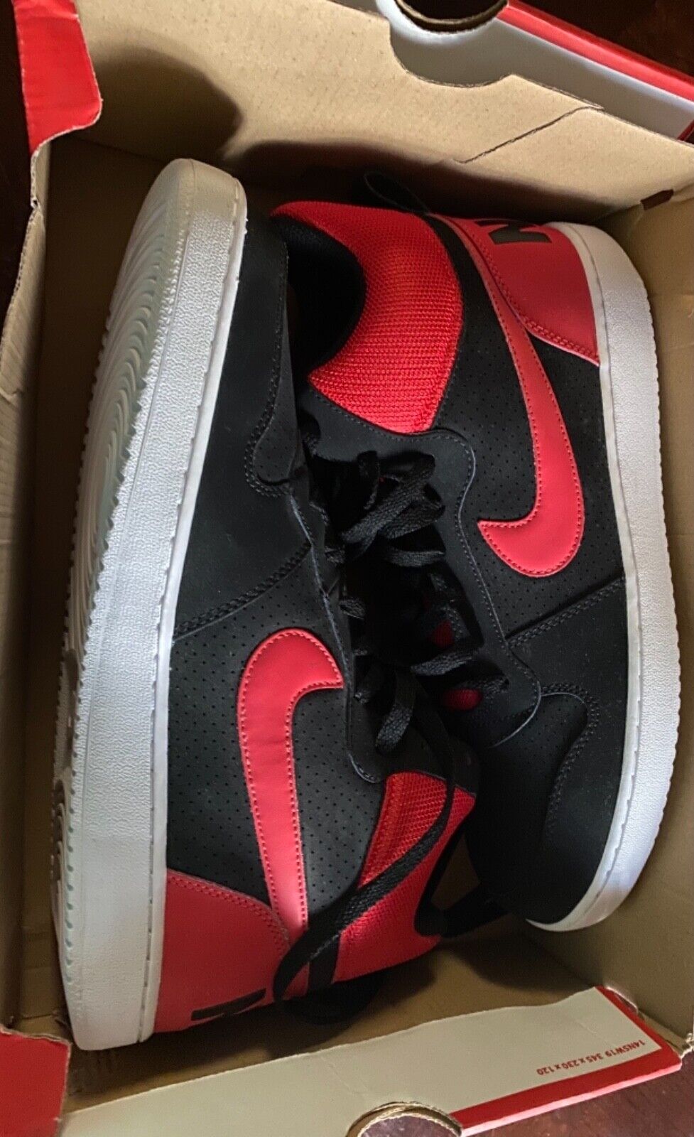 Size 11 5 Nike Court Borough Mid Black Action Red For Sale Online Ebay