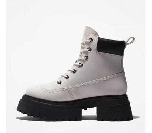 Timberland Sky Platform stivali grossi stringati bianco marrone 9,5 e 8 punta tonda donna - Foto 3 di 36