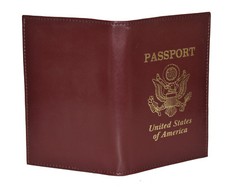 United States Passport Holder Golden Print Burgundy- NEW