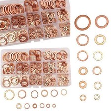280Pcs 12 Sizes Solid Copper Crush Washers Assorted Seal Flat Ring Hardware Kit