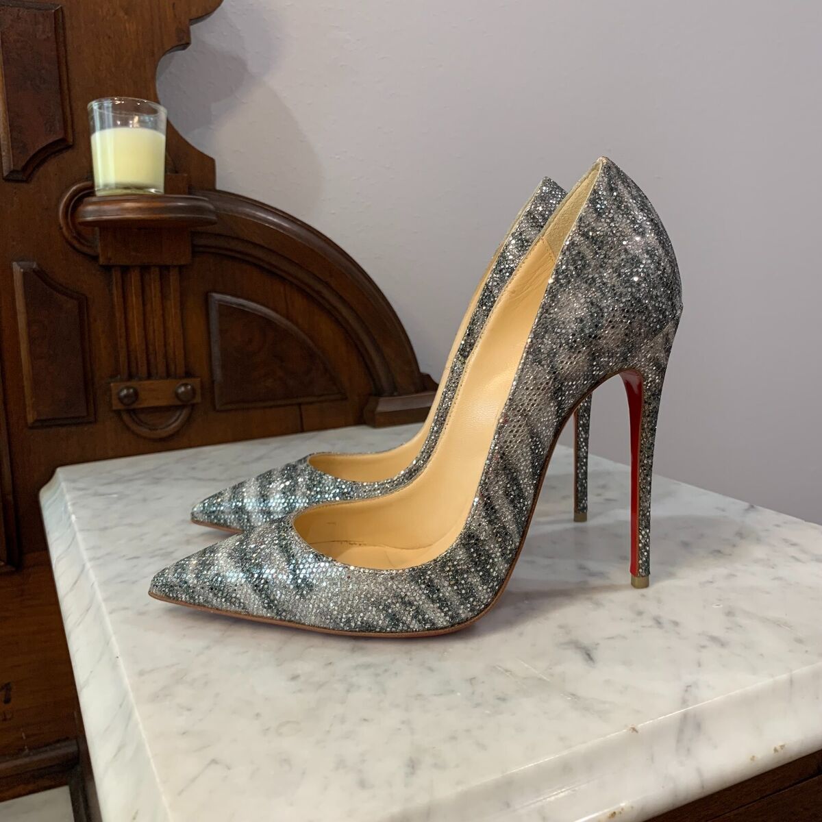 Christian Louboutin So Kate 120 Sirene Silver Lame size 35.5 Christian Louboutin So Kate 120 Sirene Silver Lame size 35.5
