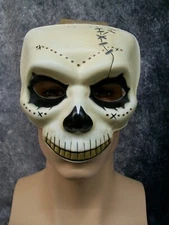 Witch Doctor Costume Half Mask VooDoo Tribal Warrior Maori Polynesian Crackled