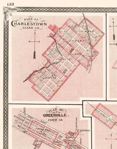 City Map Hanover Charlestown Utica Salem Greenville Indiana Baskin 1876 23x29 - 第 2/20 張圖片