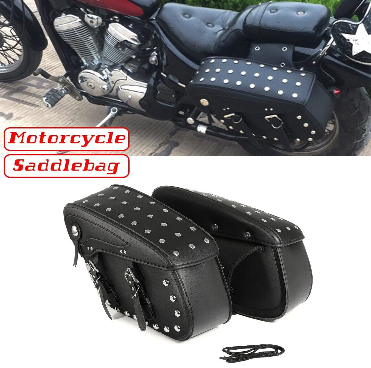 Motorcycle PU Side Saddle Bags For Yamaha Virago XV 250 500 535 700 750 920 1100