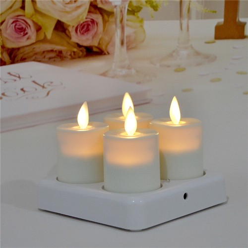 Set of 4 Luminara Dancing Wick Led Flickering Tea Lights Unscented with Remote - Picture 2 of 4